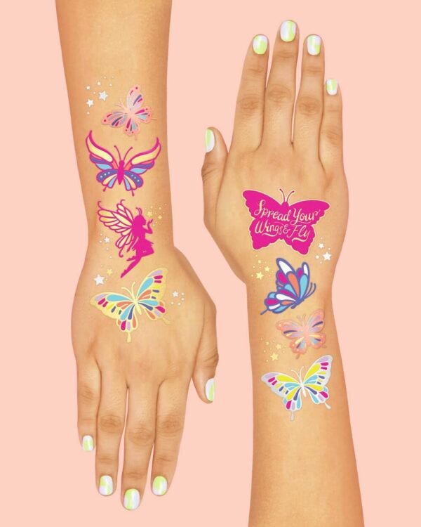 xo, Fetti Butterfly Tattoos for Kids - 34 Glitter styles | Birthday Party Supplies, Butterfly Party Favors + Fairy Decor - Image 5