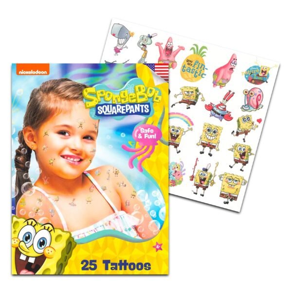Spongebob Squarepants Temporary Tattoos for Kids and Adults - 75 Spongebob Tattoos For Party Favors Goodie Bags and More (Spongebob Party Supplies Bundle) - Image 3