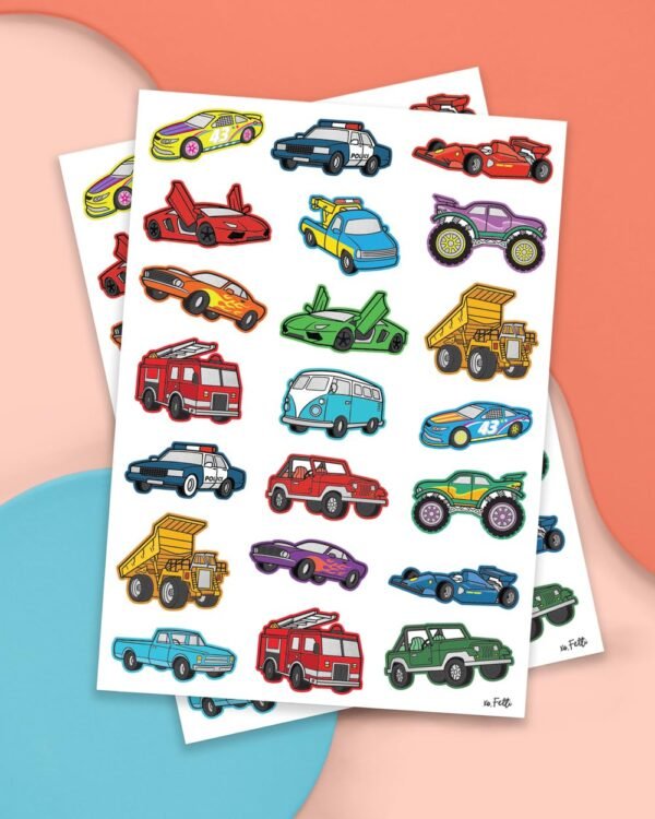 xo, Fetti Cars and Trucks Temporary Tattoos for Kids - 42 Foil style | Birthday Party Supplies, Race Car Party Favors + Construction Decor - Image 3