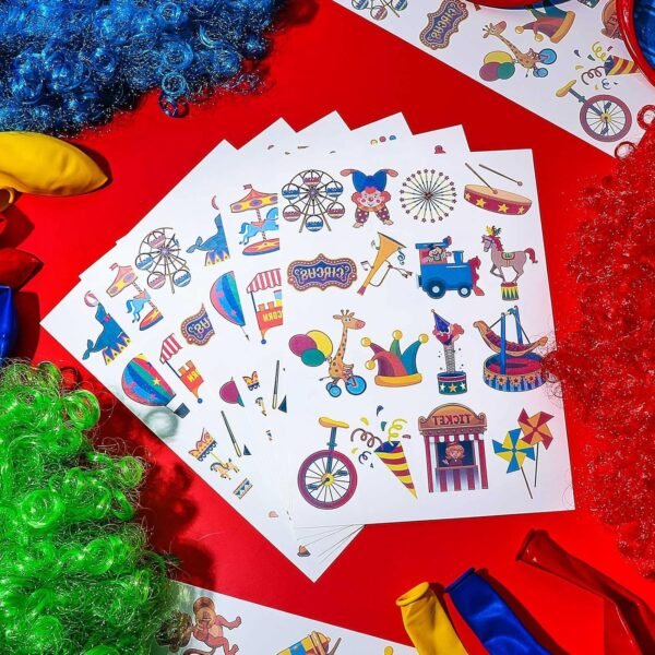 Maitys 288 Pcs Carnival Circus Tattoos for Kids, 48 Styles Temporary Tattoos Circus Theme Birthday Party Decorations Carnival Party Favors - Image 5